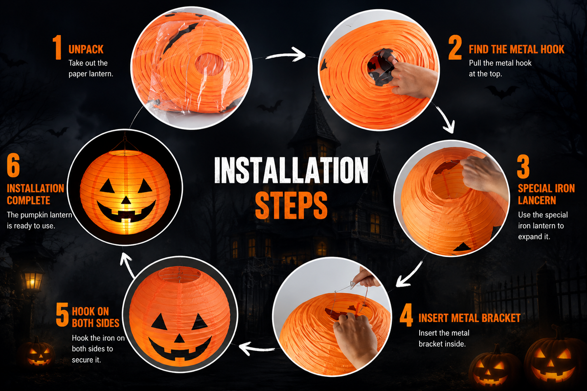 30cm Halloween Paper Pumpkin Hanging Lantern