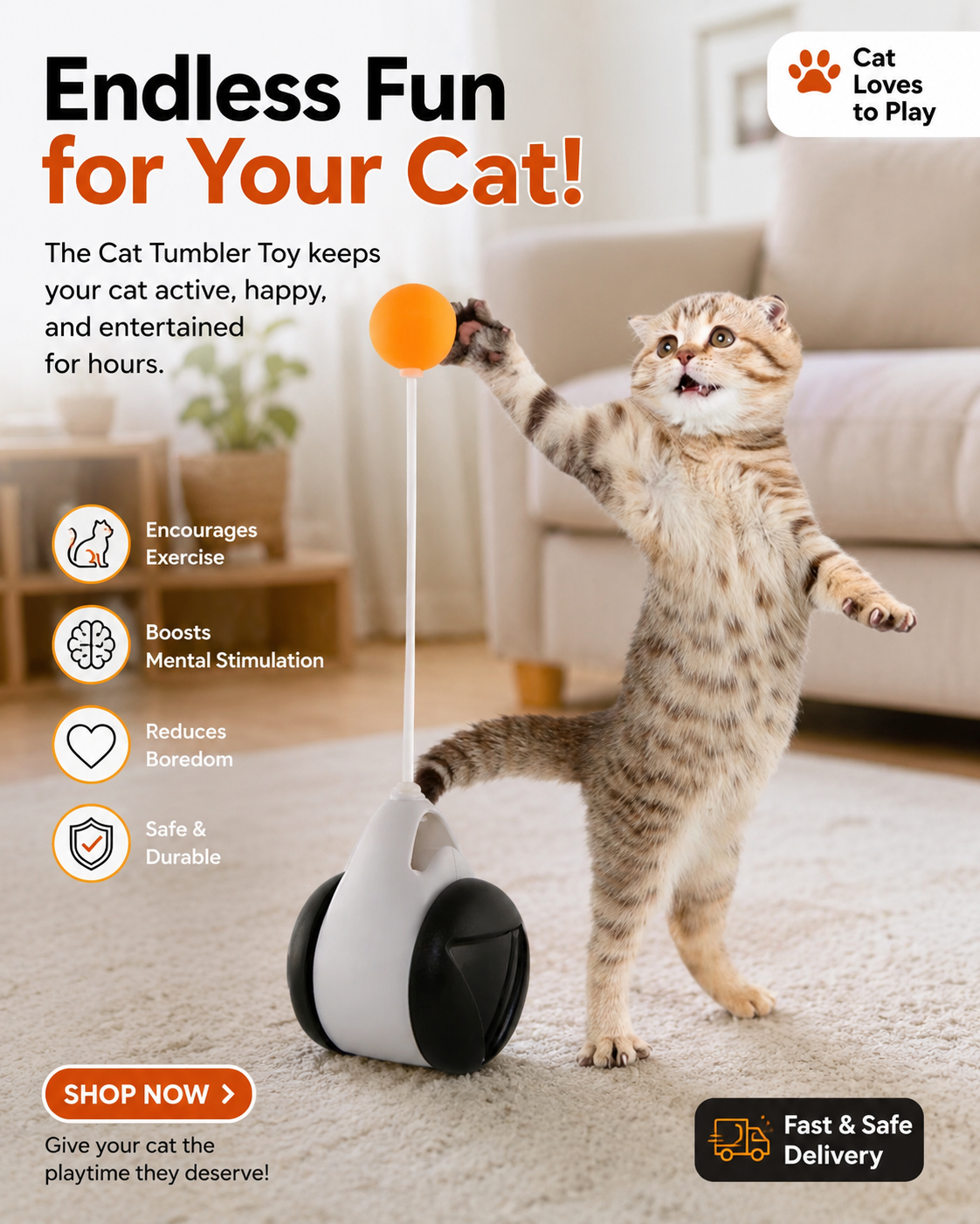 Tumbler Balanced Wheel Swinging Ball Cat Toy
