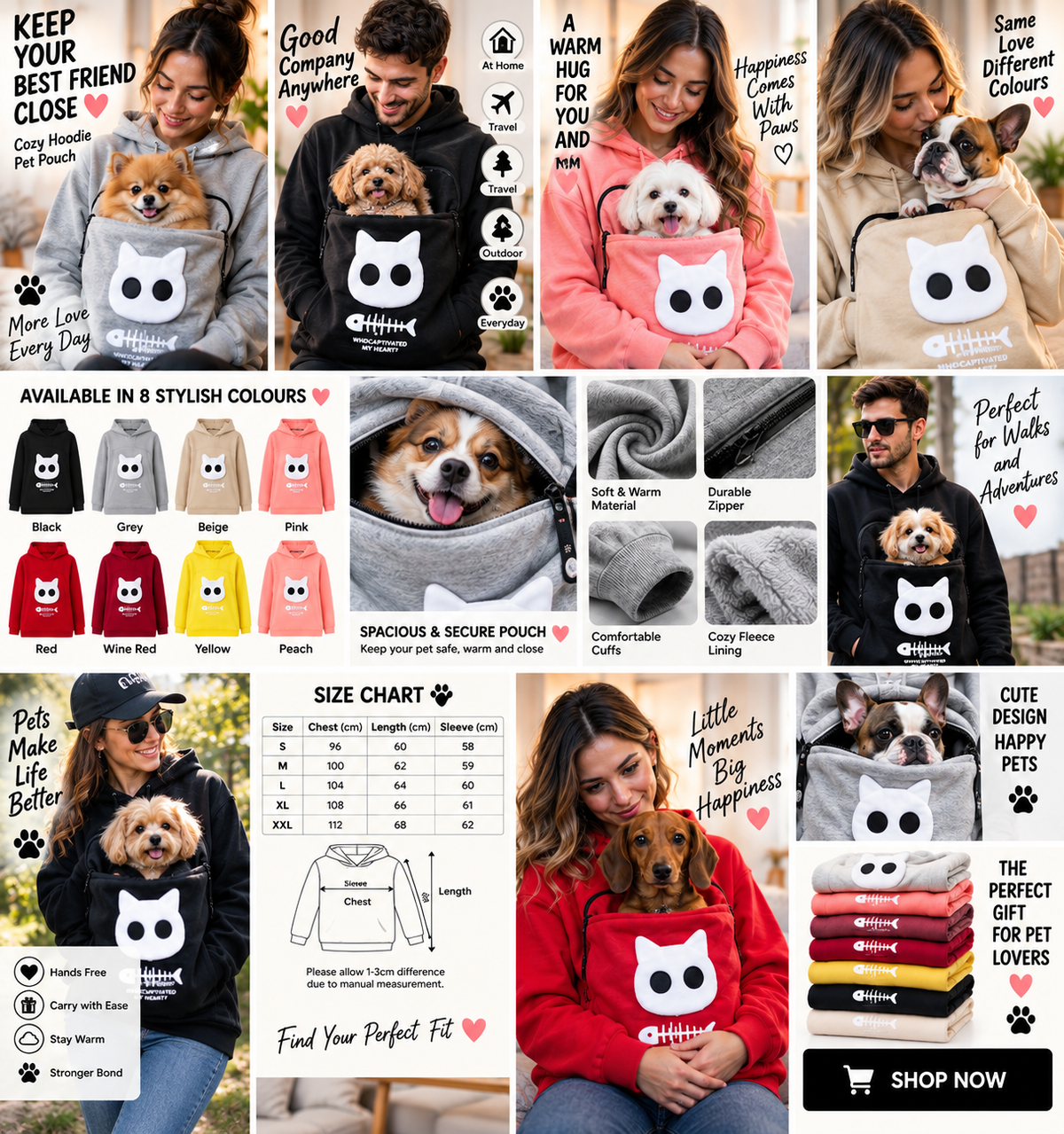 Cat Lovers Hoodie Kangaroo Dog Pet Paw Dropshipping Pullove
