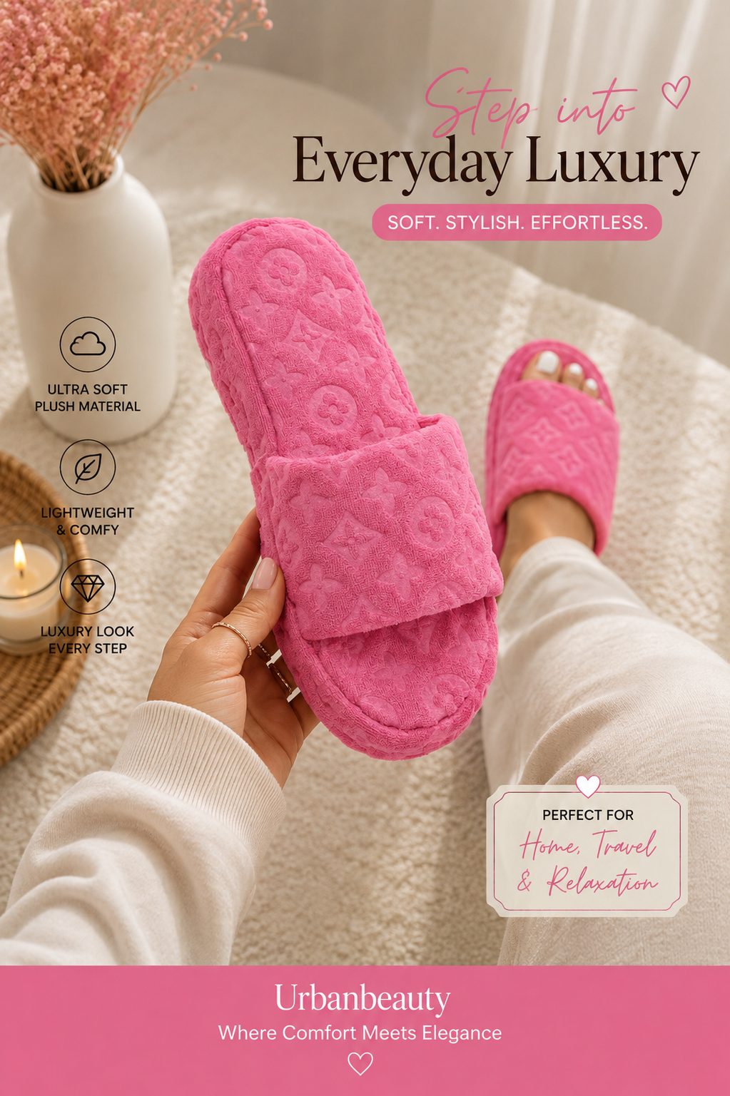 Fur Slippers for Women Flower Slides