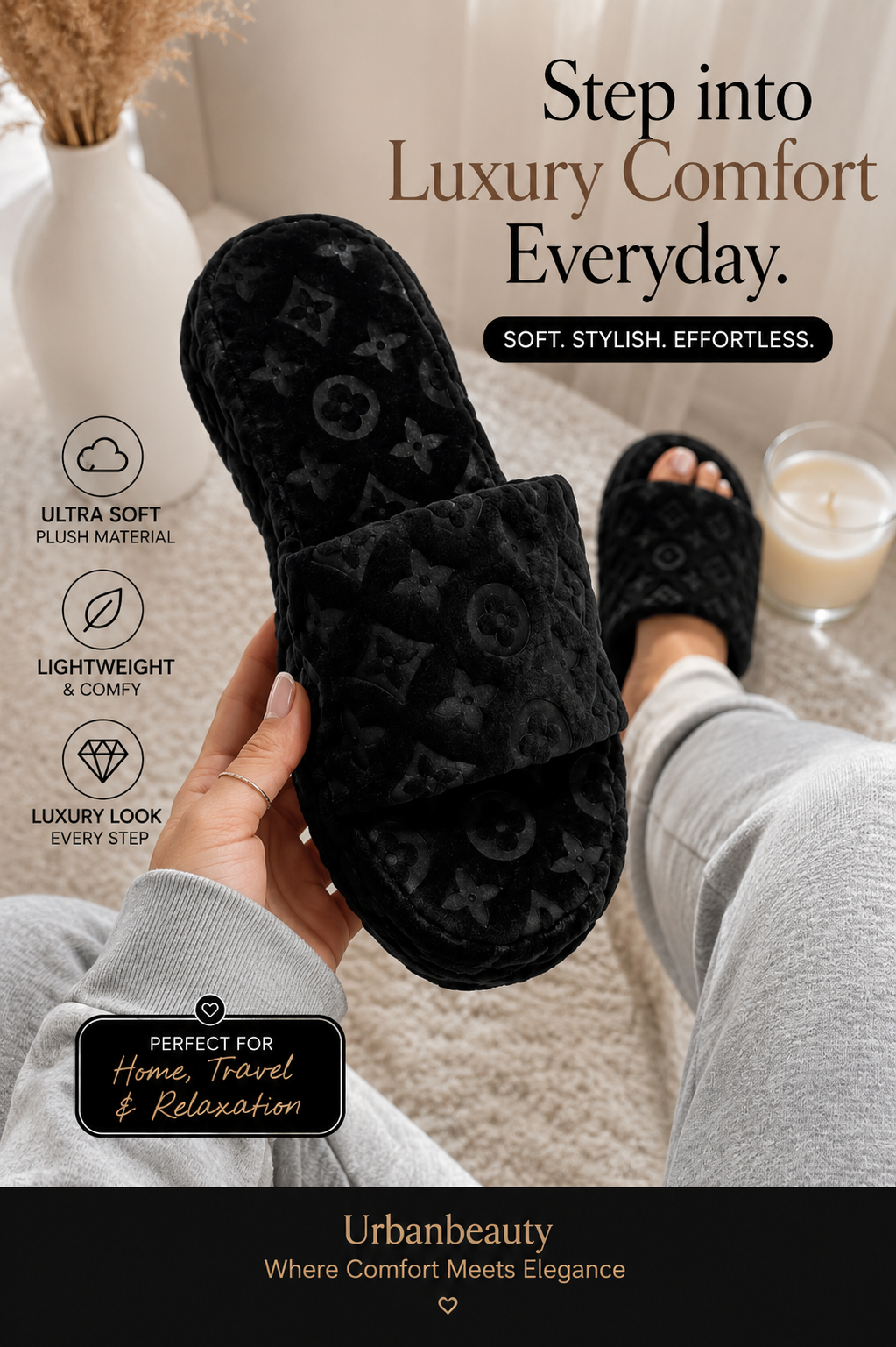 Fur Slippers for Women Flower Slides