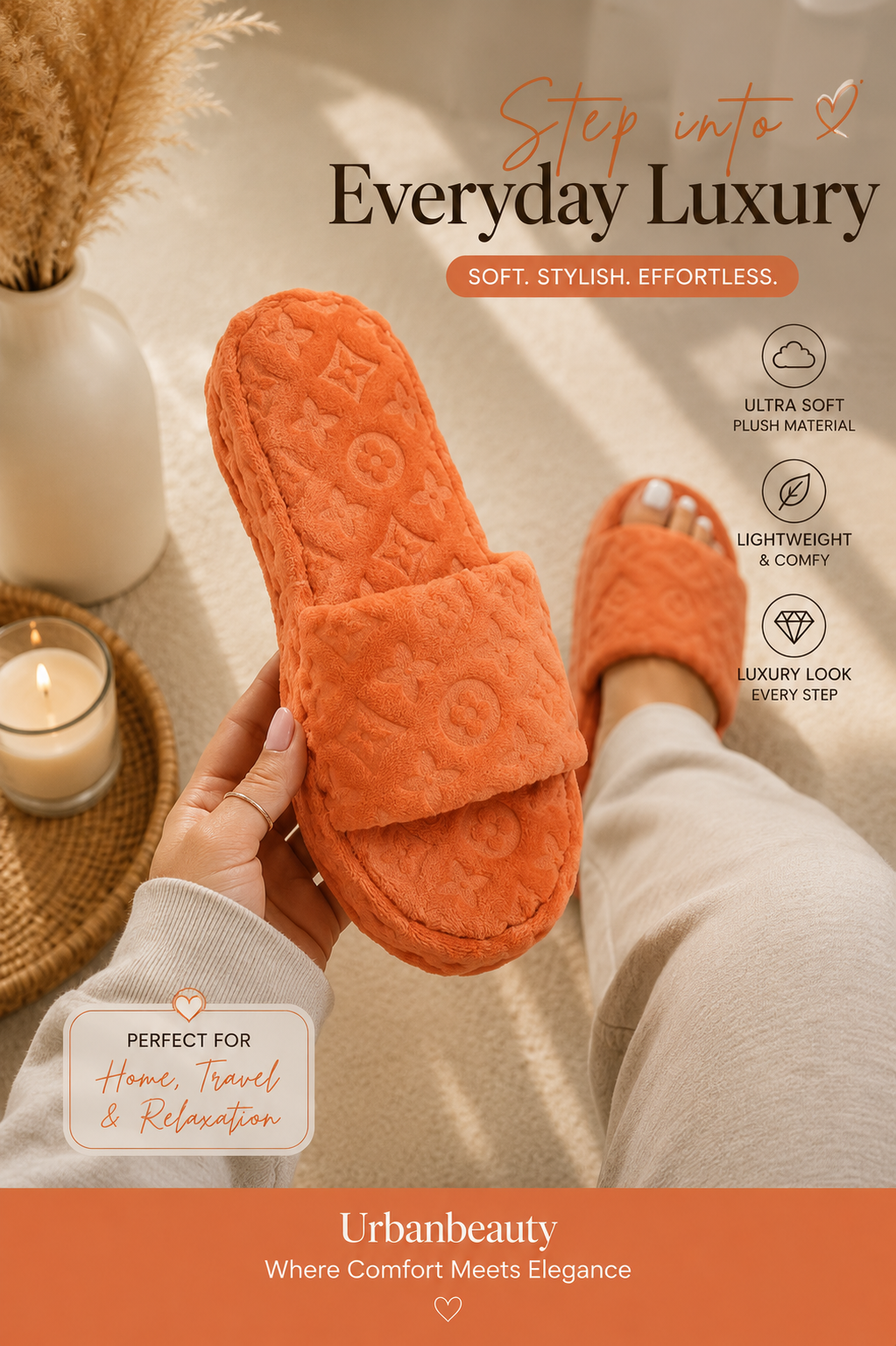 Fur Slippers for Women Flower Slides