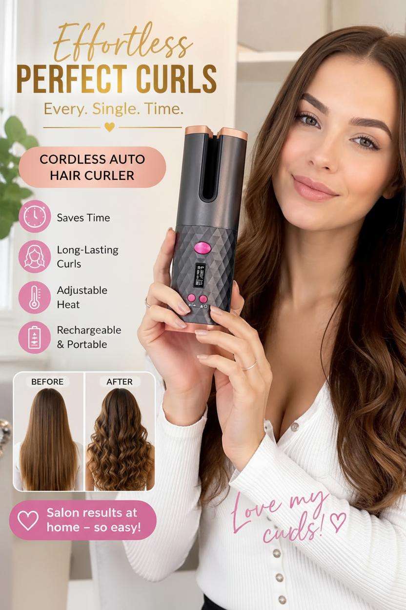 Rechargeable Automatic Hair Curler Women Portable Hair Curling Iron