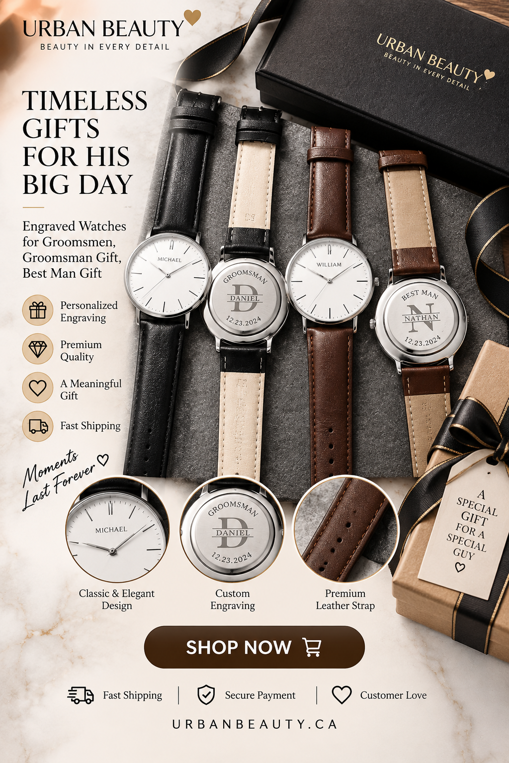 Handwriting Gifts for Groom, Engraved Watch for Men