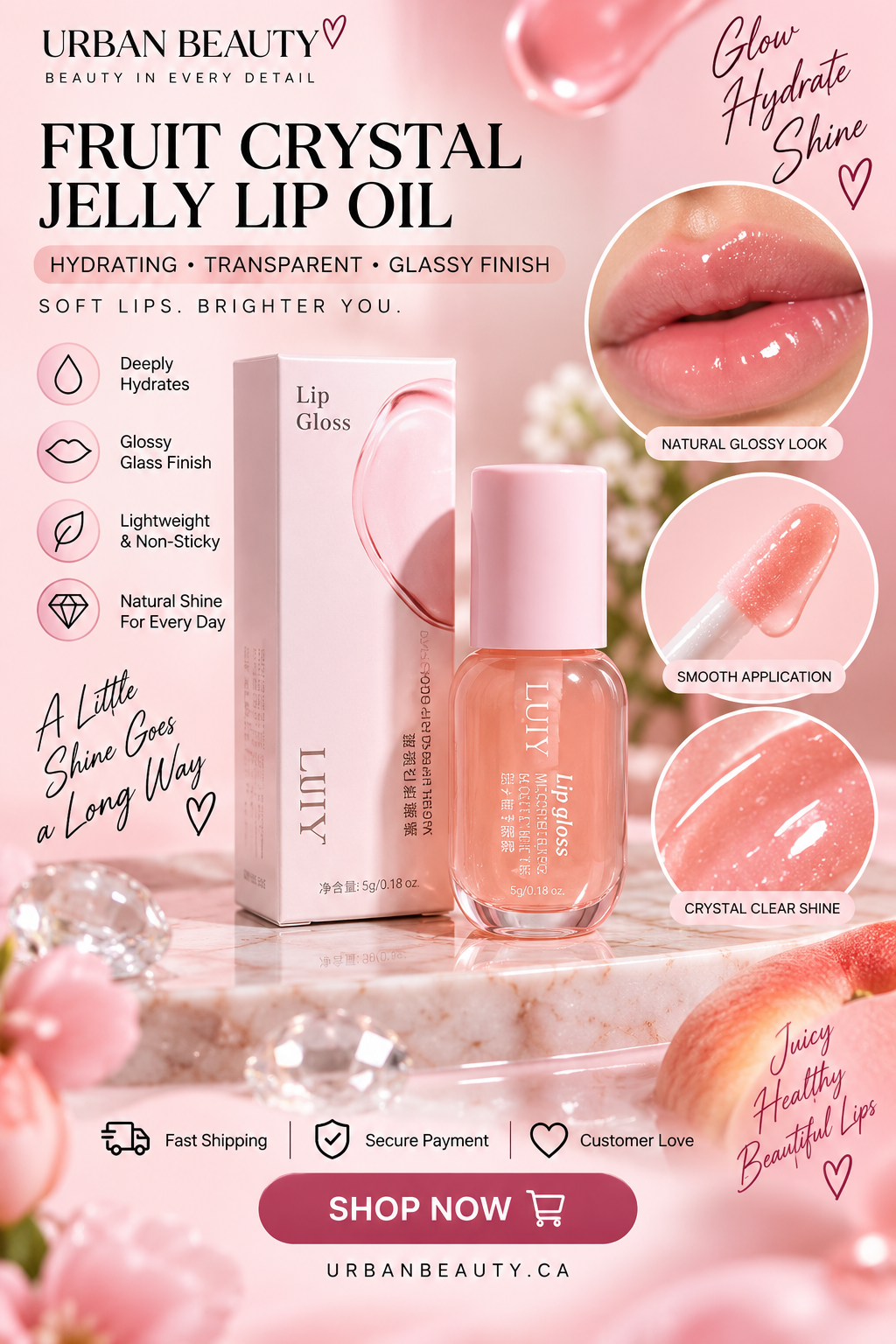 Fruit Crystal Jelly Lip Oil Hydrating Transparent Glass Lip Gloss