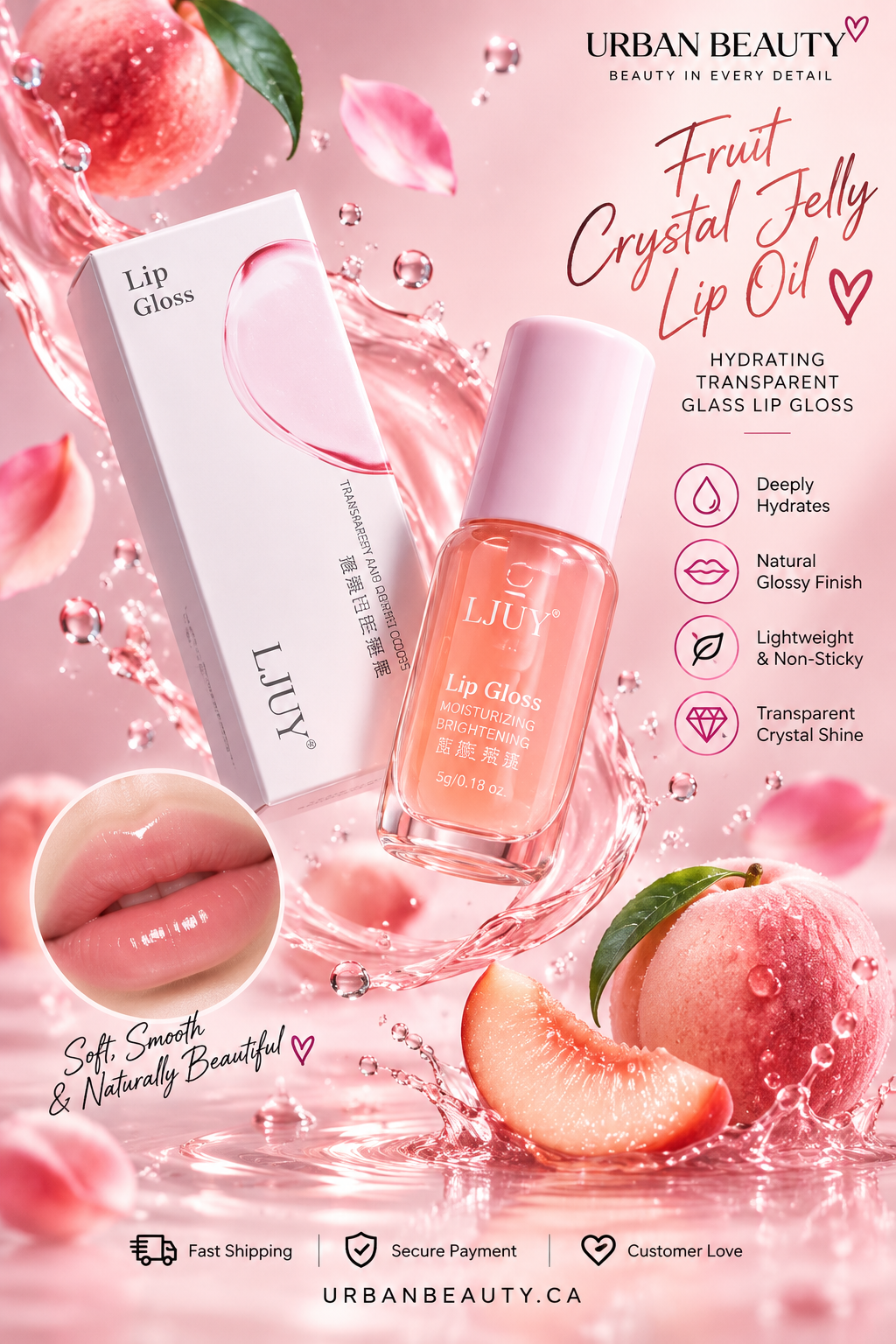 Fruit Crystal Jelly Lip Oil Hydrating Transparent Glass Lip Gloss