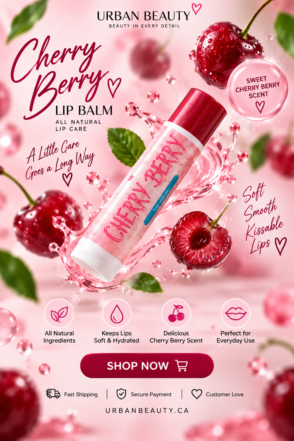 Lip Balm-All Natural Lip Balm-Cherry Berry Lip Balm-Lip Gloss