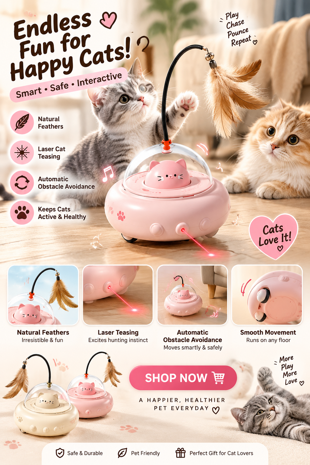 Smart Teaser Cat Toy Electric UFO Cat Teaser Stick With Bell Training Pet Toys Replaceable Feather Interactive Cat Supplies Pet Supplies Pets Products