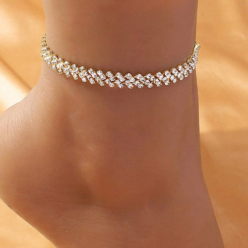 Cheville de plage en cristal pour femmes Or/Argent