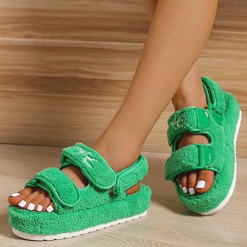 Sandales décontractées à semelle épaisse pour femme Vert/Orange/Noir/Bleu