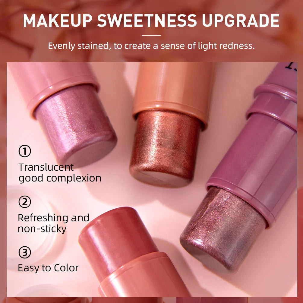 3-in-1 Cheek Blush Stick Lip Tinted Eyes Cheek Lips Brighten Cream