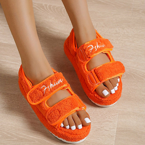 Sandales décontractées à semelle épaisse pour femme Vert/Orange/Noir/Bleu